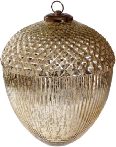 PTMD glazen dennenappel XL - zilver/goud - 25,5 x 25,5 x 30,5