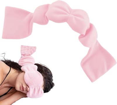 Verzwaard Oogmasker voor Ontspanning en Diepe Slaap, Zacht Reiskussen met Katoen en Parels, Ideaal voor Thuis en Op Reis, 80 cm Lang, Zwart