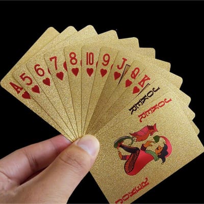 24K Gouden Folie Speelkaarten Deck Perfect voor Poker Praktische Grappen Feestcadeaus Kerstmis Halloween Thanksgiving Cadeau Hoge Kwaliteit Praktisch Dagelijks Gebruik brown