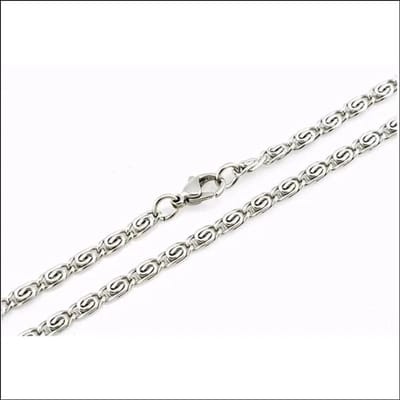 Aramat Jewels | Halskettingen | RVS Griekse Ketting Zilverkleur - Greek Pattern Unisex | 3.8mm / 55cm |55cm | | Staal | Volwassenen | Verkleurd niet