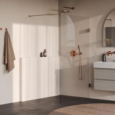 Brauer Void - Inloopdouche - Helder Glas - 110 x 200 cm - incl. Glascoating - PVD Koper Geborsteld