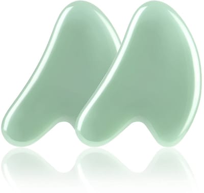 Dailygoods- Gua Sha Massagetool 2 Stuks - Jade Steen - Natuurlijke Massage Tool - Anti-veroudering - Verstelbaar - Duurzaam Materiaal