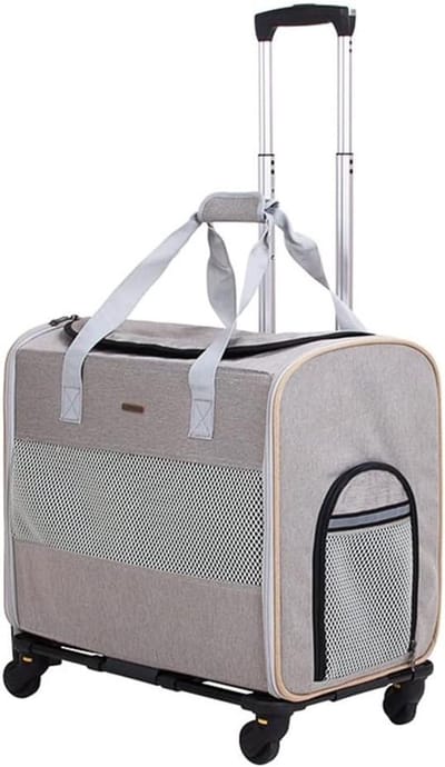 Huisdier Transporttas - Reisdrager Trolley - Comfortabel Reizen - Afneembare Draagzak - 15kg Laadvermogen - Bruin