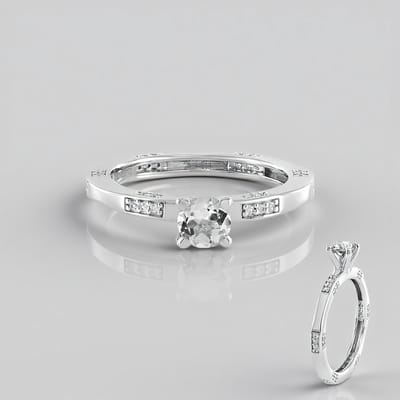Cavill - Zilveren ring 925 Sterling met witte topaas 0,585 ct en 42 sprankelende zirkonia - Elegante damesring 0,85 ct totaal karaat