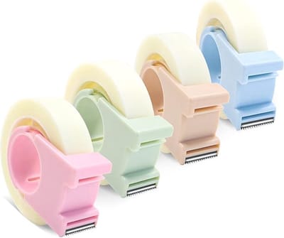 4 Pack Onzichtbare Tape met Mini Dispenser Set 1/2 Inch Magische Tape Schrijfbare Transparante Tape Draagbare Reparatie voor Office School Thuis (4)