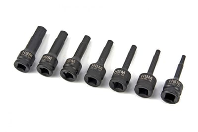 HBM Lange Inbus Krachtdoppenset 3/8 inch, 7-delig, 60 mm, chromevanadium, met opbergkoffer