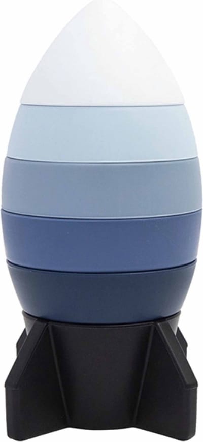 Siliconen Raket Blauw -Stapelblokken- Stapel Toren - Baby Puzzel - Blokken Puzzel - Montessori Speelgoed - Educatief Speelgoed - Peuter Speelgoed