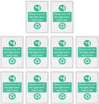 Dailygoods- Waarschuwing Stickers 10 Stuks - PVC - Zelfklevend - Waterdicht - Slijtvast - 150mm x 100mm - Energiebesparend Bericht - Waarschuwingslabels
