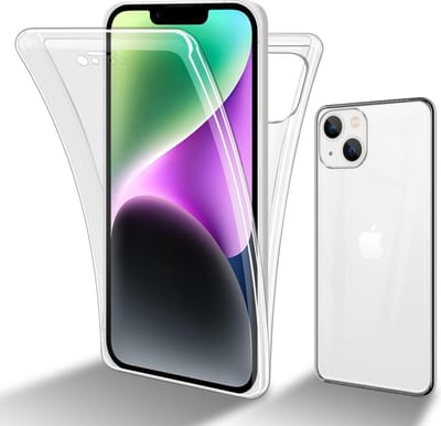 Cadorabo Hoesje geschikt voor Apple iPhone 14 in TRANSPARANT - 360° Full Body Case Cover Beschermhoes Voor- en achterbescherming, all-round bescherming met displaybescherming