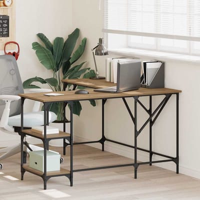 vidaXL - Bureau - Artisan - Eiken - 139 - x - 139 - x - 75 - cm - Bewerkt - hout