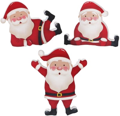 Dailygoods- Kerstdecoratie 3 Stuks - Houten Kerstman - Zelf-staand - Schattig Patroon - Hoogwaardig Hout - 9,9x11,9 cm - Kerstversiering
