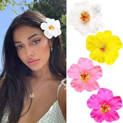 Allecto - Haarspelden met Hawaïaanse Bloemen - Haaraccessoires voor Dames - Boho - Kunstbloemen - Perfect voor Vakantie en Strandfeest - 4 Stuks