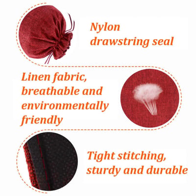 Jute Zakjes, 20x30cm Jutezakjes met Trekkoord, Linnen Zakjes, Jute Cadeauzakjes, Jute Opbergzakken, voor Sieraden, Bruiloften en Feesten (Rood)