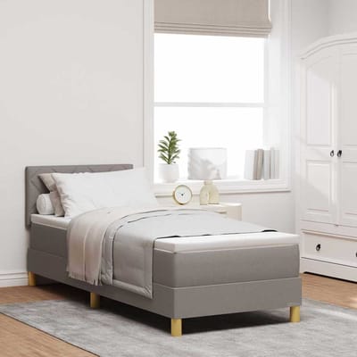vidaXL - Boxspring - bed - met - kussen - met - hoofdeinde - Taupe - 80 - x - 200 - cm - Stof