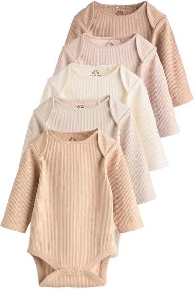Next - Pasgeboren unisex - Set van 5 rompers met lange mouwen - Crème