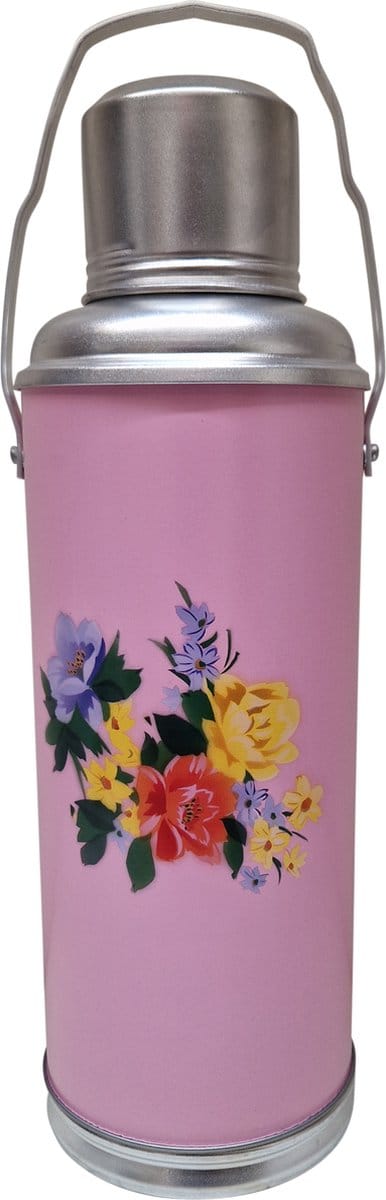 DongDong - Chinese Thermoskan - 1,2 Liter - Roze - Bloemen dessin