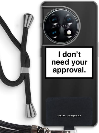 Case Company® - Hoesje met koord geschikt voor OnePlus 11 hoesje met Koord - Don't need approval - Telefoonhoesje met Zwart Koord - Bescherming aan alle Kanten en Over de Schermrand