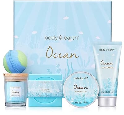 ODY & EARTH Geschenkdoos voor Dames - 5 stuks. Geschenkset met geurkars, Bodybutter, Handcrème, Badbom, Badset Geschenk voor Freundin, Mama, Meisje, Moedersdagsgeschenk