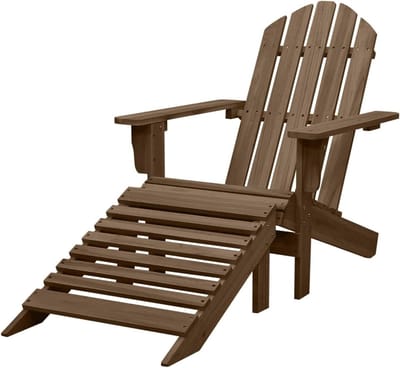 Tuinstoel met voetensteun - Outdoor stoel Houten stoel - Ontspannen in de tuin - Massief hardhout - 1 stuk - Bruin