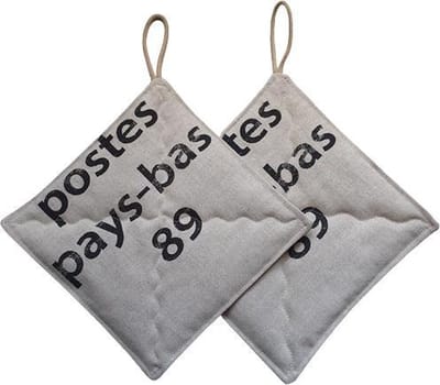 Toetie & Zo - Pannenlappen - Postes Pays Bas - PTT - Beige - Zwart - Set - Handgemaakt - 20x20