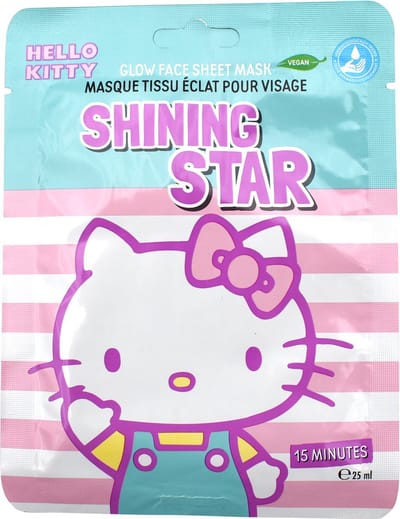 Hello Kitty Shining Star Gezichtsmasker - Hyaluronzuur - Roze Grapefruit - Enkelvoudige verpakking
