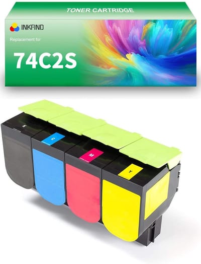 INKFIND 74C2S Zwart/Cyaan/Magenta/Geel tonercartridge compatibel met Lexmark 74C2SK0 74C2SC0 74C2SM0 74C2SY0 geschikt voor Lexmark CS720de/Lexmark CS720dte/CS725dte/CS725de/CX725de/CX725dhe - 4-pack BK/C/M/Y