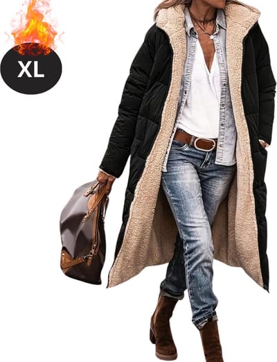 Livano Winterjas - Parka Dames Winterjas - Winter - Volwassen - Stijlvol - Lange Jas Dames - Mantel Vrouwen - Zwart - XL