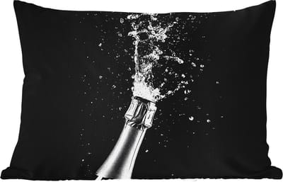 Buitenkussens - Tuin - Champagne - Zwart - Spetters - Popping - 50x30 cm