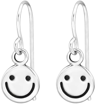 Joy|S - Zilveren smiley emoji bedel oorbellen - oorhangers - sterling zilver 925