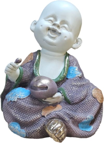 Boeddha Beeldje binnen - Kindermonnik 18cm - Kunststeen
