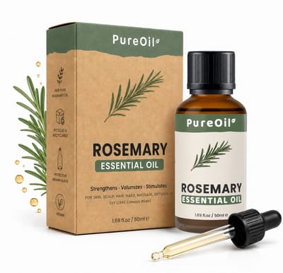 PureOil – Rozemarijn Etherische Olie 50ml – 100% Puur, Natuurlijk & Vegan – Voor Haar | Huid | Scalp | Nagels | Diffuser - Haargroei