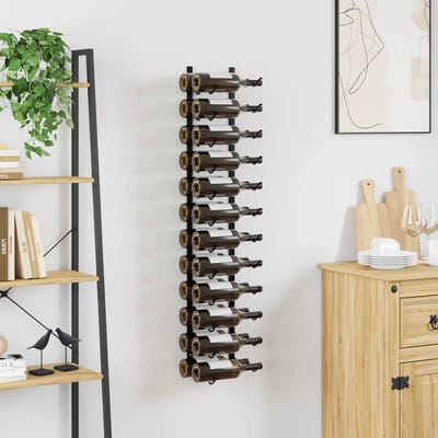 vidaXL - Wijnrek - voor - 24 - flessen - wandmontage - ijzer - zwart