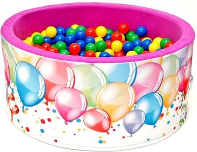 Ballenbak - stevige ballenbad -90 x 40 cm - 200 ballen Ø 7 cm - geel, blauw, rood en groen