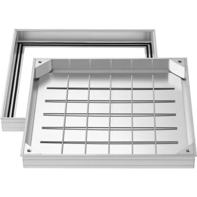 VEVOR putdeksel met frame 50 x 50 cm, onzichtbaar putdeksel, bestraatbare septictankdeksel van aluminiumlegering voor geïntegreerde afwatering op looppaden in tuinen en op terrassen.