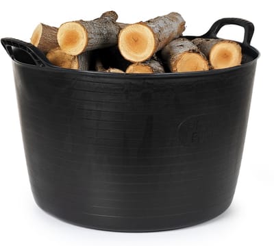 Plasticforte Haardhout - haardblokken emmer/kuip - zwart - 75 liter - Flexibel ECO kunststof - rond - 58 x 55 cm