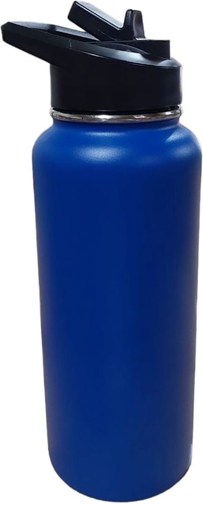 Waterfles - Drinkfles 1 liter, 32oz - BPA & Lekvrij - Dubbelwandig roestvrij staal drinkflessen- RVS Drinkfles volwassenen - Blauw