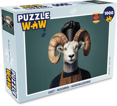 Puzzel Geit - Hoorns - Kokskleding - Legpuzzel - Puzzel 1000 stukjes volwassenen