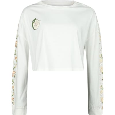 R.E.D. by EMP Shirt met lange mouwen - Cropped Longsleeve With Frog Print - L tot XXL - voor Vrouwen - beige