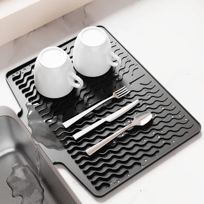 KZQ Siliconen Afdruipmat Antislip 40x33 Cm Hittebestendig Opvouwbaar Met Snelle Afvoer Voor Aanrecht En Pannen