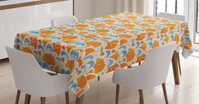 ABAKUHAUS Tafelkleed met bladeren – modern bloemenpatroon – 140 x 240 cm – oranje/beige