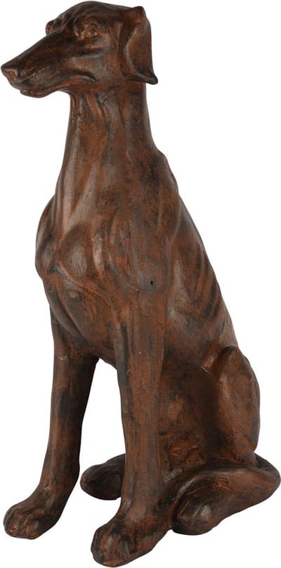 Dekoratief | Deco hond zittend, roest, magnesium, 32x29x51cm | A250766