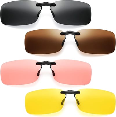 Zonnebril Clips - Opzet Glazen - Bescherming Zicht - Eenvoudige Bevestiging - 14.9 x 9 cm - 4 Kleuren
