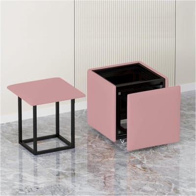 Opklapbare poef - Zitbank kruk - Extra zitplaatsen - 5-in-1 ontwerp - 45x45x45 cm - Roze