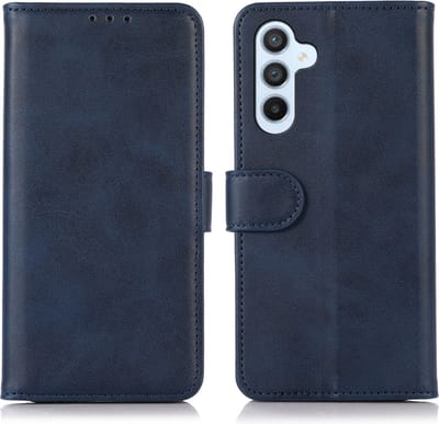 Luxe Boek-Etui Hoes geschikt voor Samsung Galaxy A34 Blauw