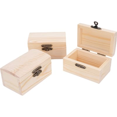3 Pcs Boîte à Trésors en Bois Non Finie Petit Organisateur de Bijoux en Bois pour Bague Bracelet Bijou beige