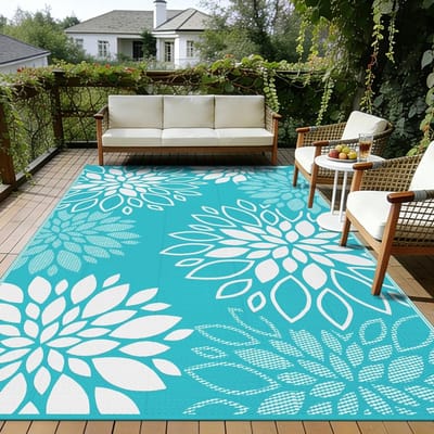 Groot Reversible Waterdichte Buitenmat 270 x 360 cm - UV-bestendig, Lichtgewicht Plastic Tapijt voor Terras, Balkon, Camping en Strand