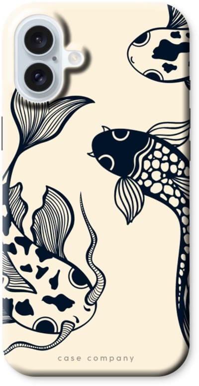 Case Company® - Hoesje geschikt voor iPhone 16 Plus hoesje - Black Koi - Tough Case - Maximale Bescherming alle Kanten en Schermrand