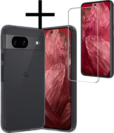 Hoesje - Met Screenprotector - Geschikt voor Google Pixel 8a - Sterk & Shockproof - Back Cover - Siliconen Case - Telefoon Hoes - Transparant