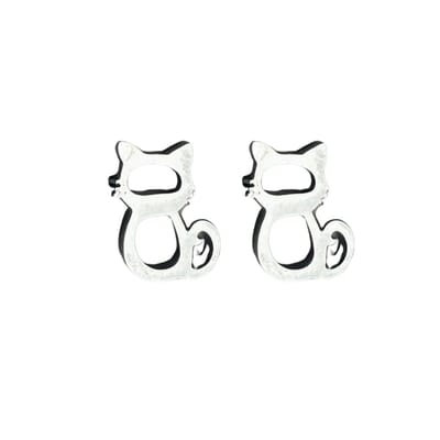 Oorbellen - poes - rvs - zilverkleur - Charme Bijoux