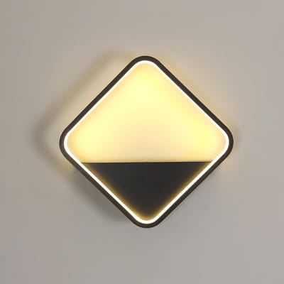 Haobosic - 20W LED-wandlamp voor binnen, vierkant, zwart, moderne acryl wandlamp voor slaapkamer, woonkamer, hal, trap, hotel, warm wit, 3000K